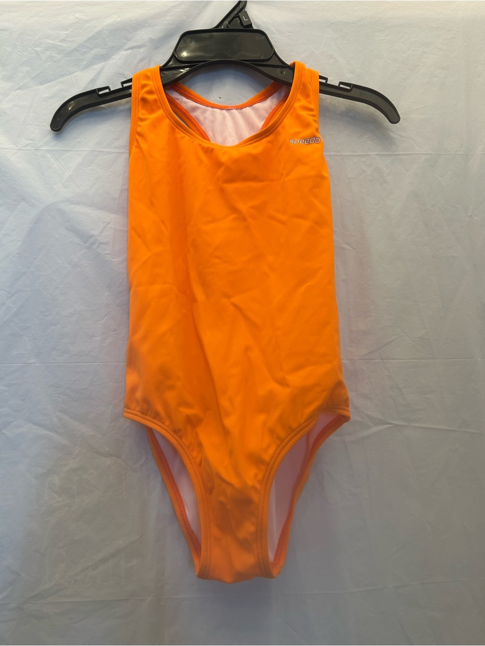 Speedo Girl’s Tangerine Solid Orange Scoop-Back One-Piece Swimsuit Sz 8 NWWT